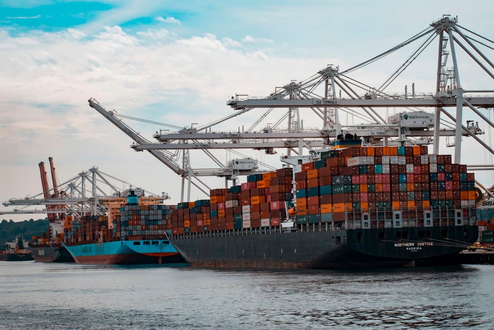 Ships carrying goods across the sea